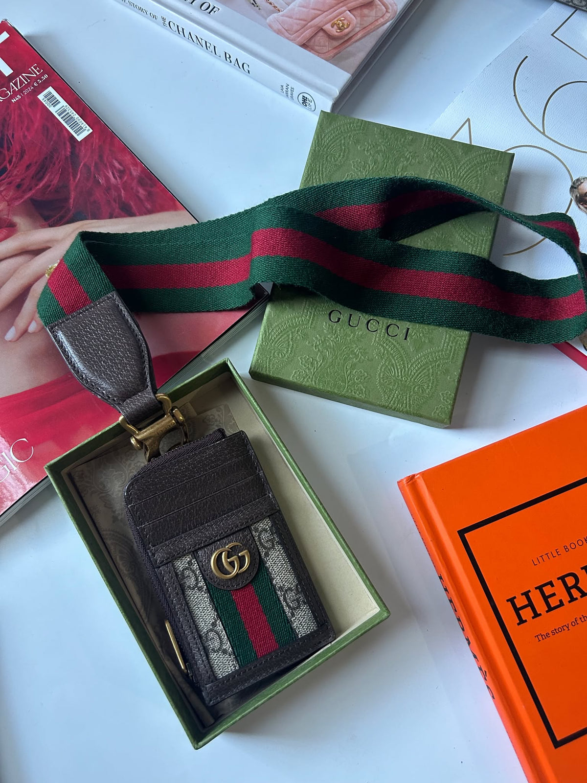Gucci Card Holder with Strap Ophidia Brandnew