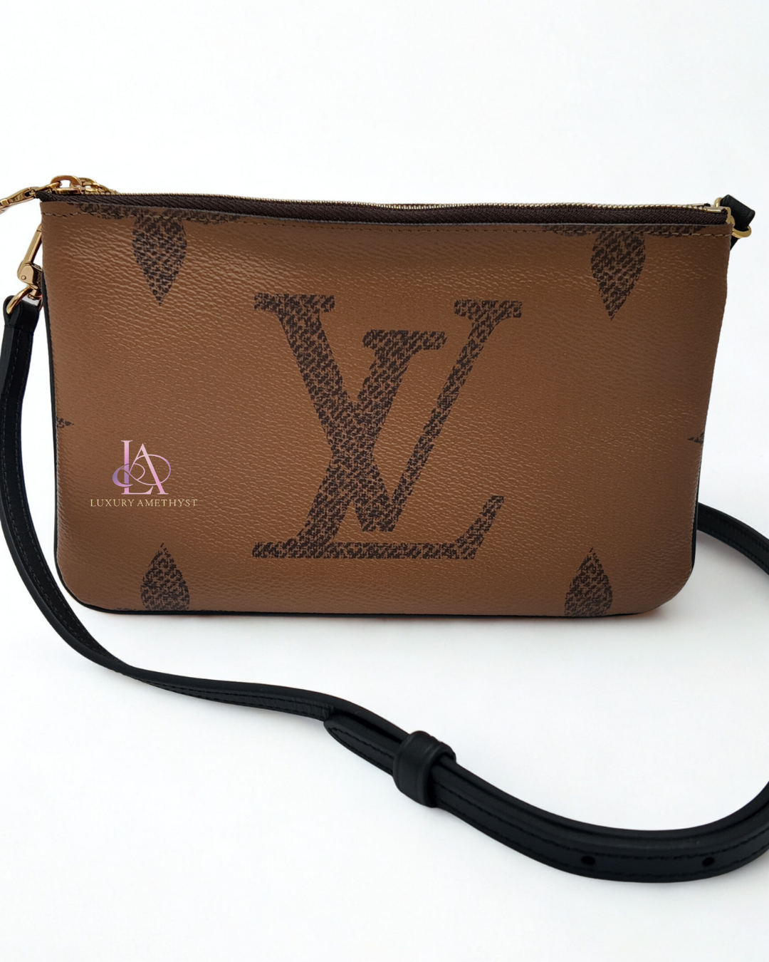 LV Double Zip Reverse Monogram Canvas Sling Pochette