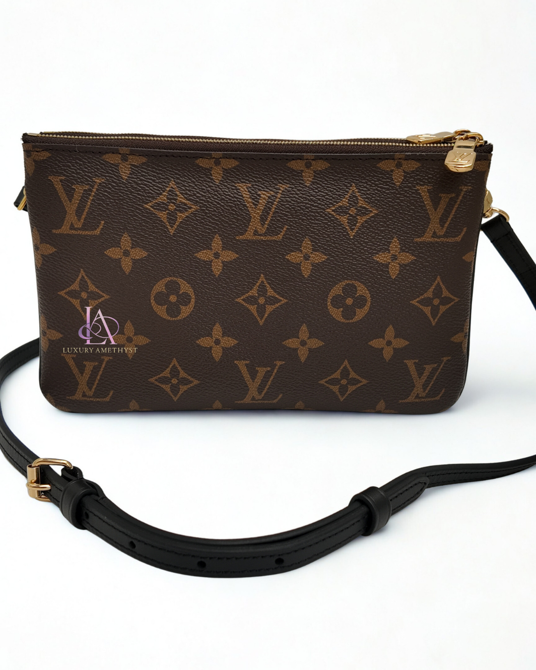 LV Double Zip Reverse Monogram Canvas Sling Pochette