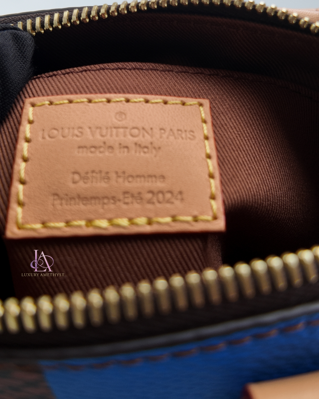 LV Speedy Bandouliere 18 Checkered Monogram Blue Canvas