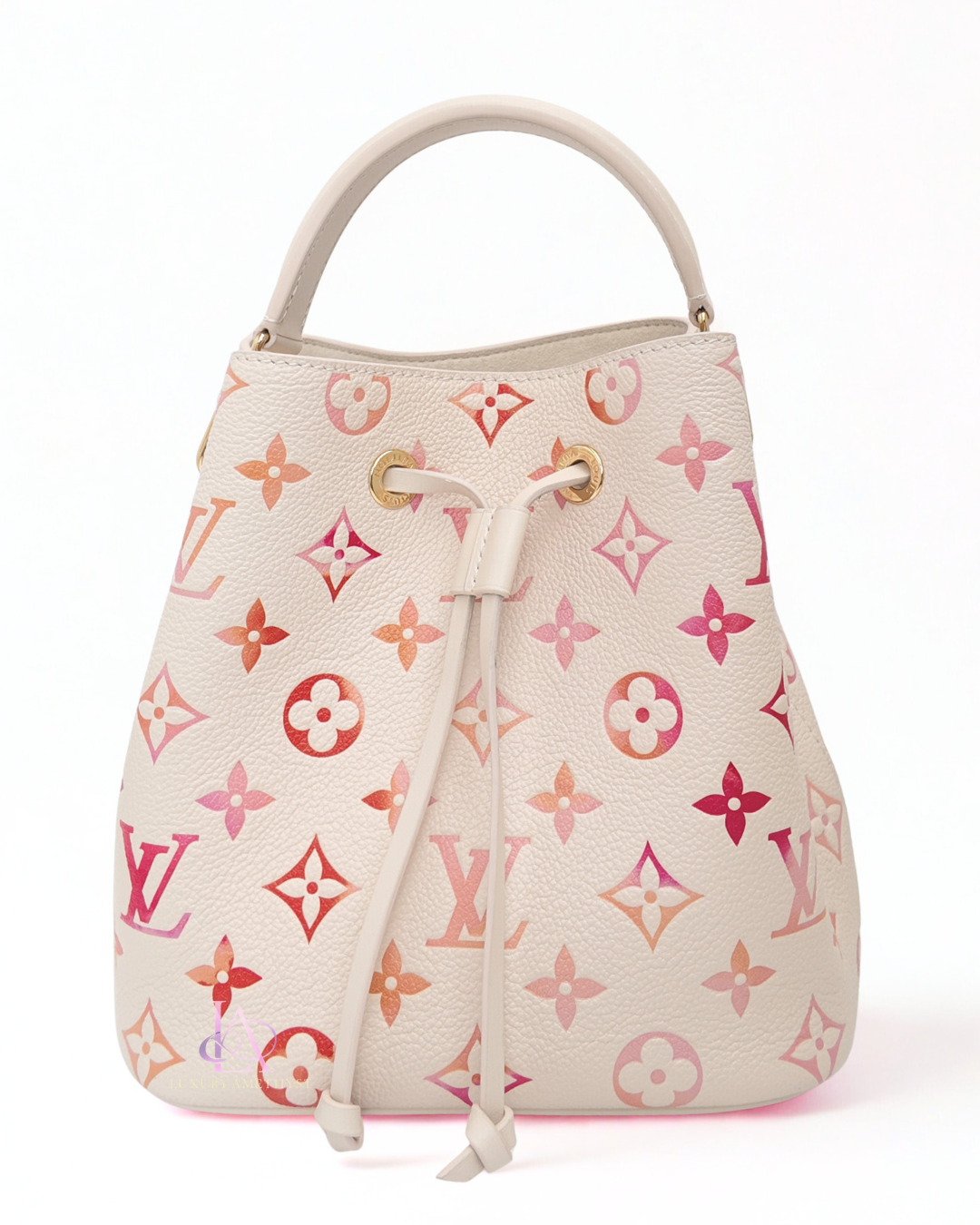 LV Néonoé Bucket Bag Monogram Empreinte White Pink