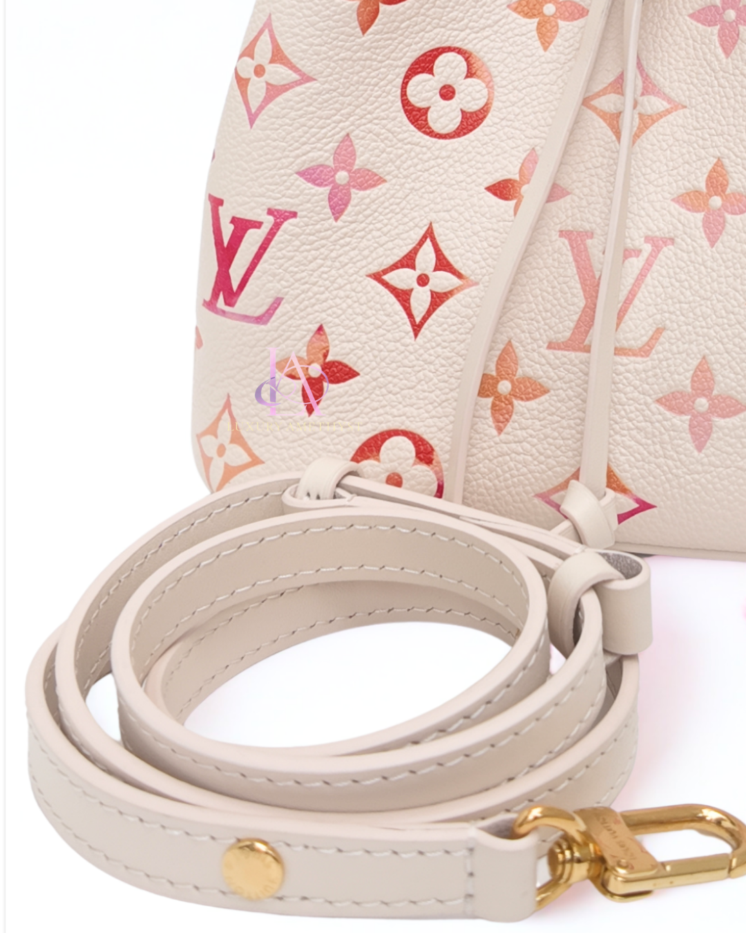 LV Néonoé Bucket Bag Monogram Empreinte White Pink