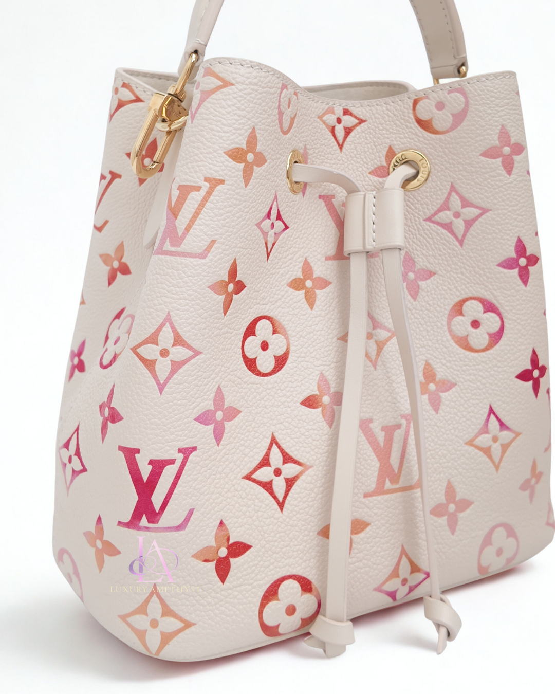 LV Néonoé Bucket Bag Monogram Empreinte White Pink
