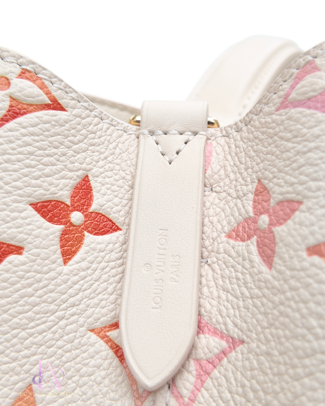 LV Néonoé Bucket Bag Monogram Empreinte White Pink