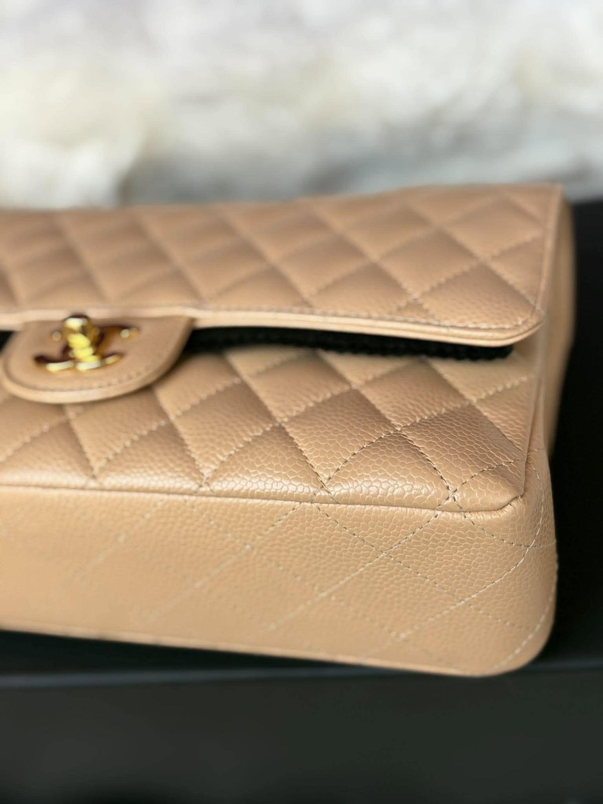 Chanel Medium DF In Beige Claire Caviar Leather GHW Microchip