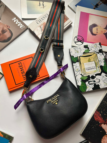 Prada Hobo mini black leather guitar strap Brandnew