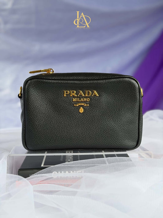 Prada camera bag mini black 158D sling bag crossbody guitar strap Brandnew