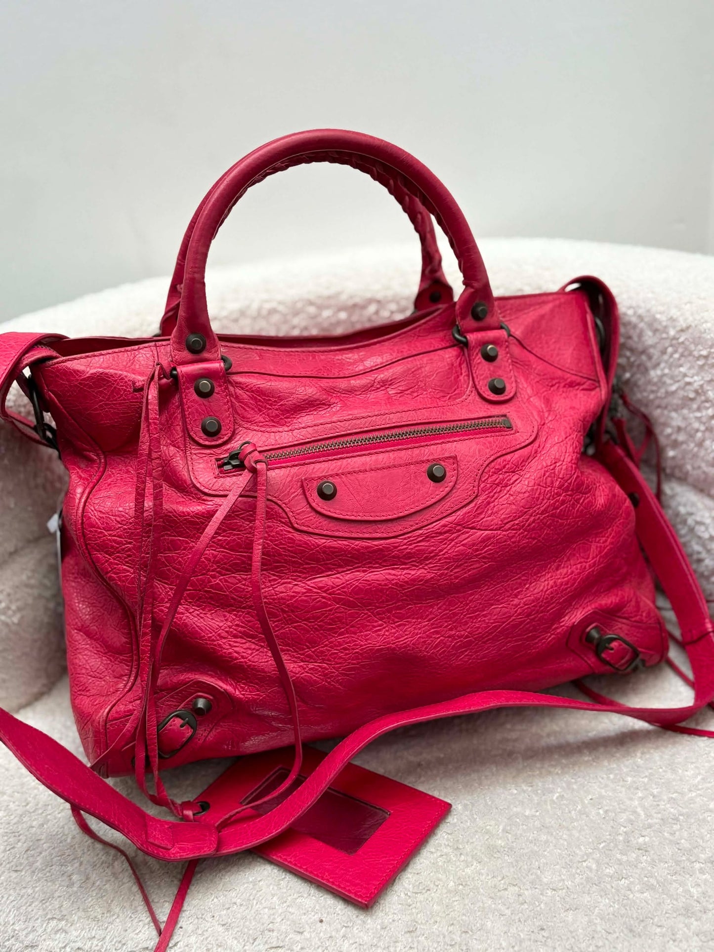 Balenciaga city red rhw with entrupy cert strap Rank A 8.5
