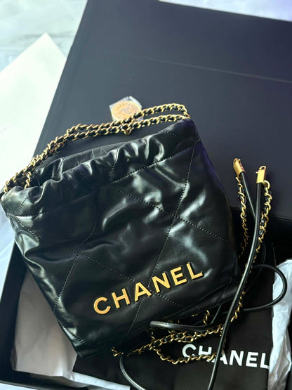 Chanel black mini hobo ghw BN