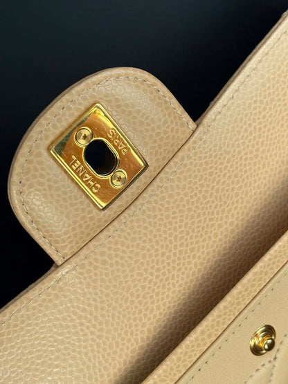 Chanel double flap med beige caviar ghw micro NPLHJ1P0 Rank SA