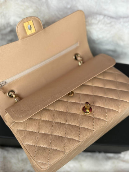 Chanel Medium DF In Beige Claire Caviar Leather GHW Microchip