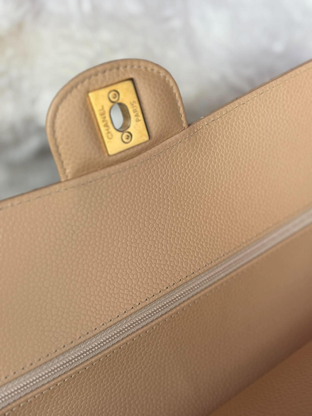 Chanel Medium DF In Beige Claire Caviar Leather GHW Microchip