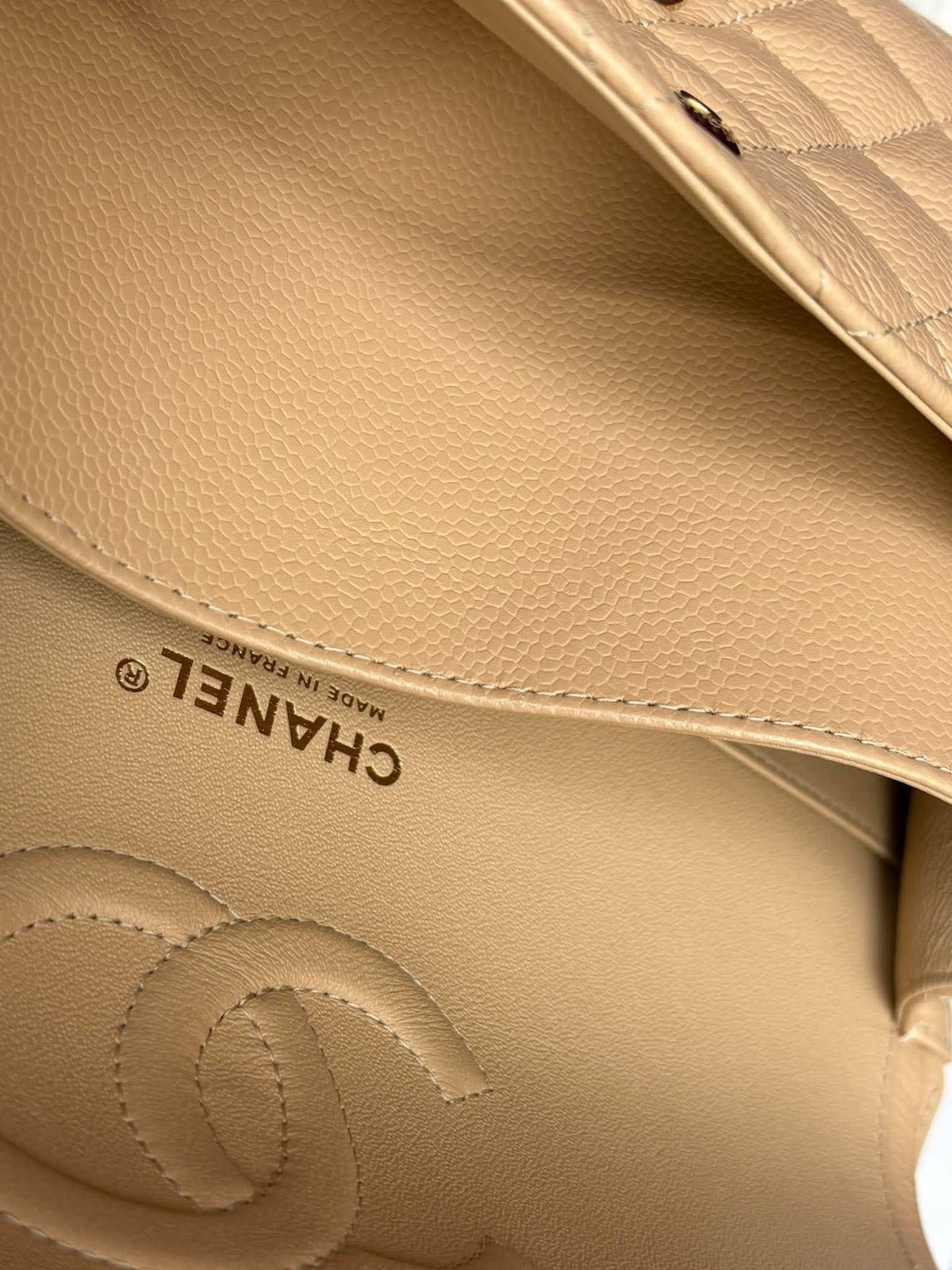 Chanel Medium DF In Beige Claire Caviar Leather GHW Microchip