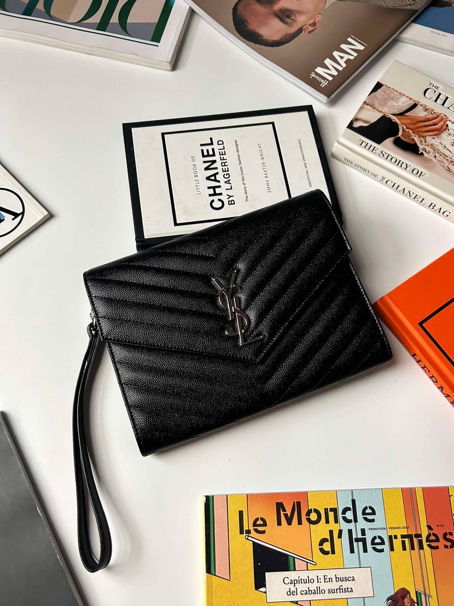 YSL Clutch black shw ALM617862.9820 Brandnew