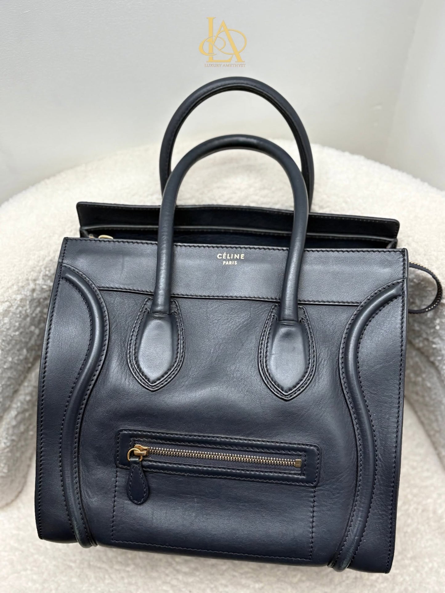 Celine luggage micro deep blue ghw Rank A
