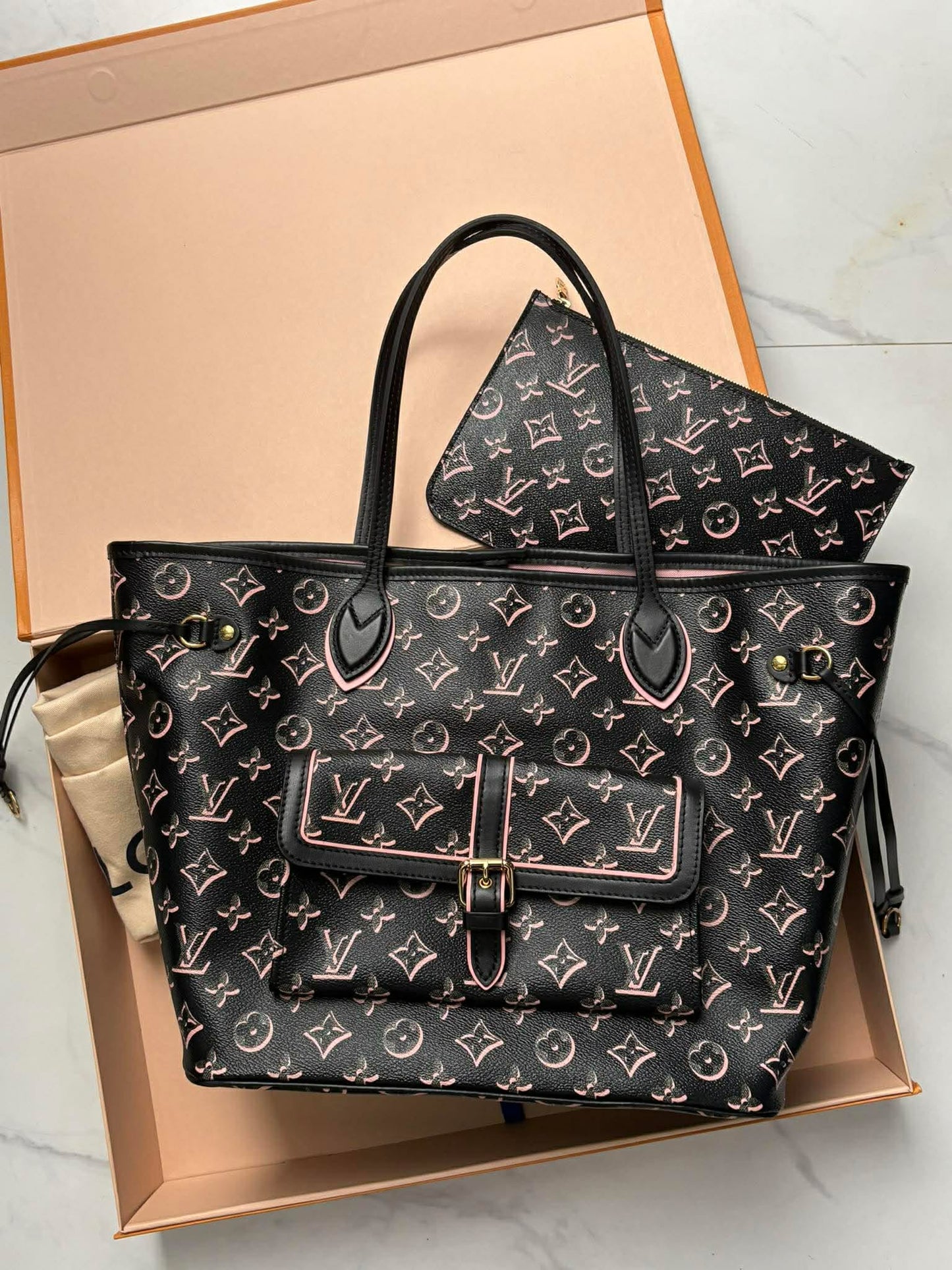 Louis Vuitton neverful black limited edition micro