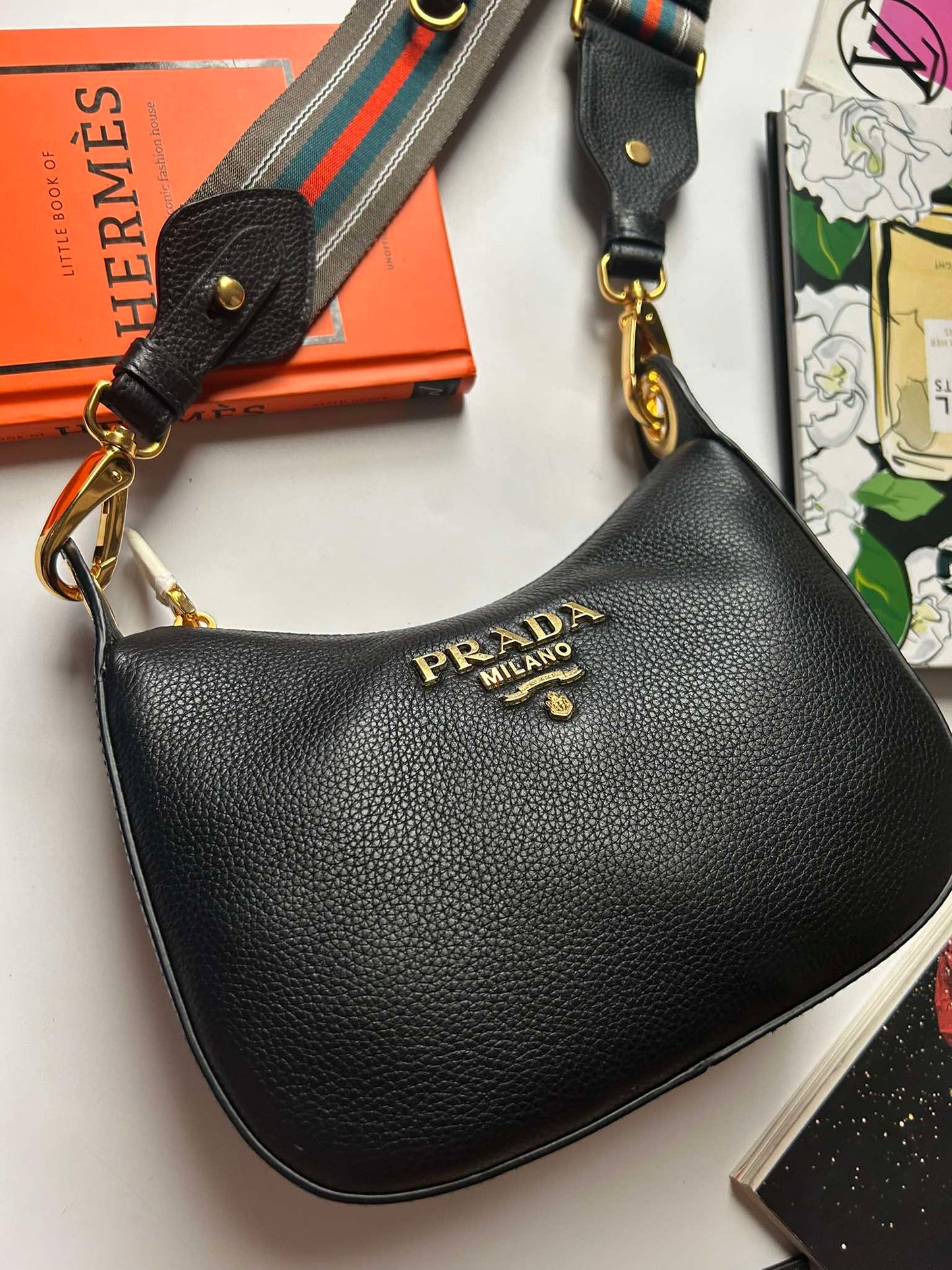 Prada Hobo mini black leather guitar strap Brandnew