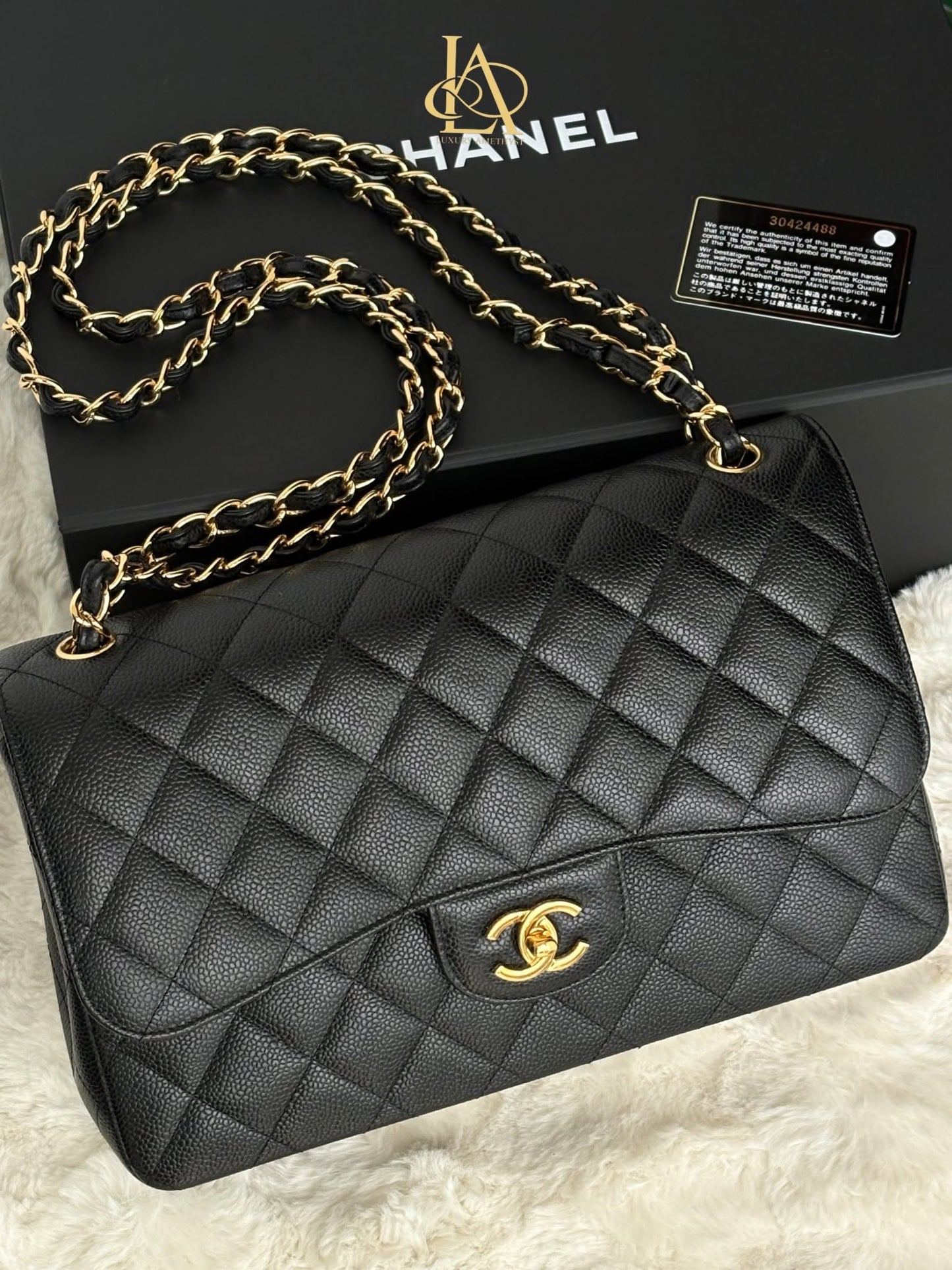 Chanel Large flap black caviar series 30424488 Rank SA