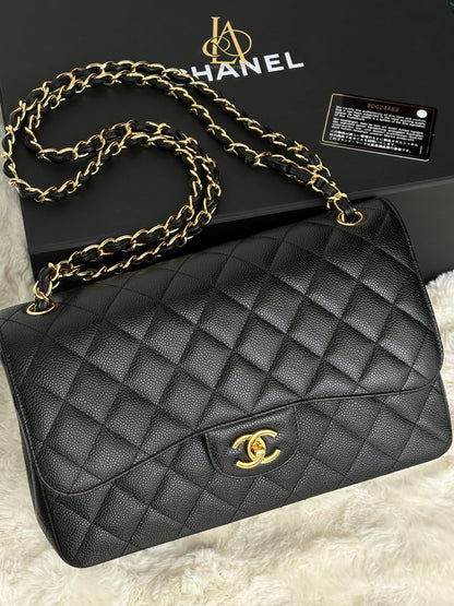 Chanel Large flap black caviar series 30424488 Rank SA