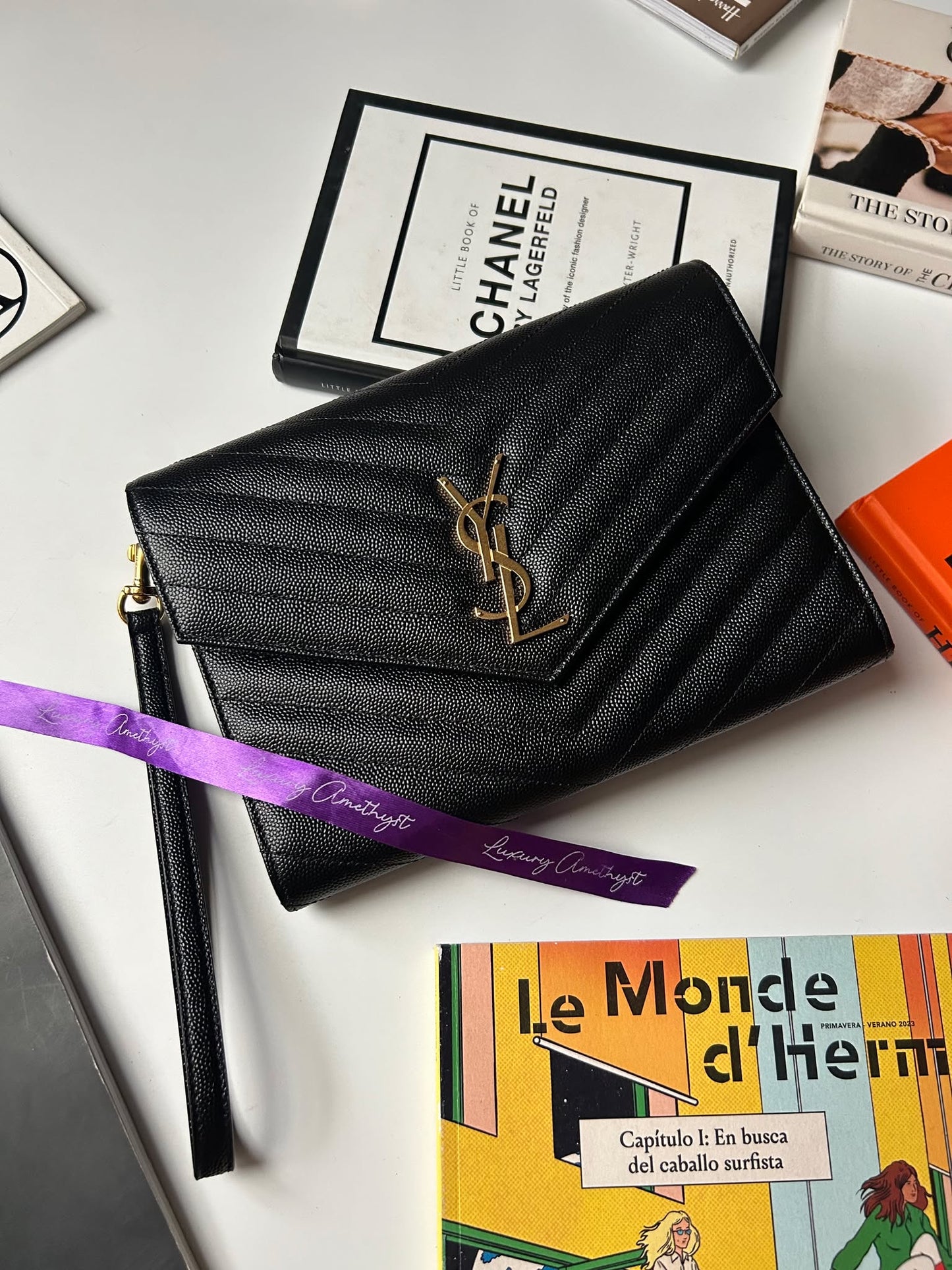 YSL Clutch black shw ALM617862.9820 Brandnew