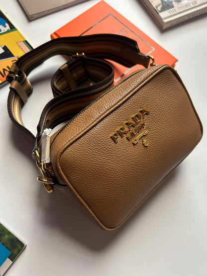 Prada camera bag mini caramel 158D crossbody guitar strap Brandnew