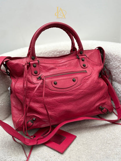 Balenciaga city red rhw with entrupy cert strap Rank A 8.5