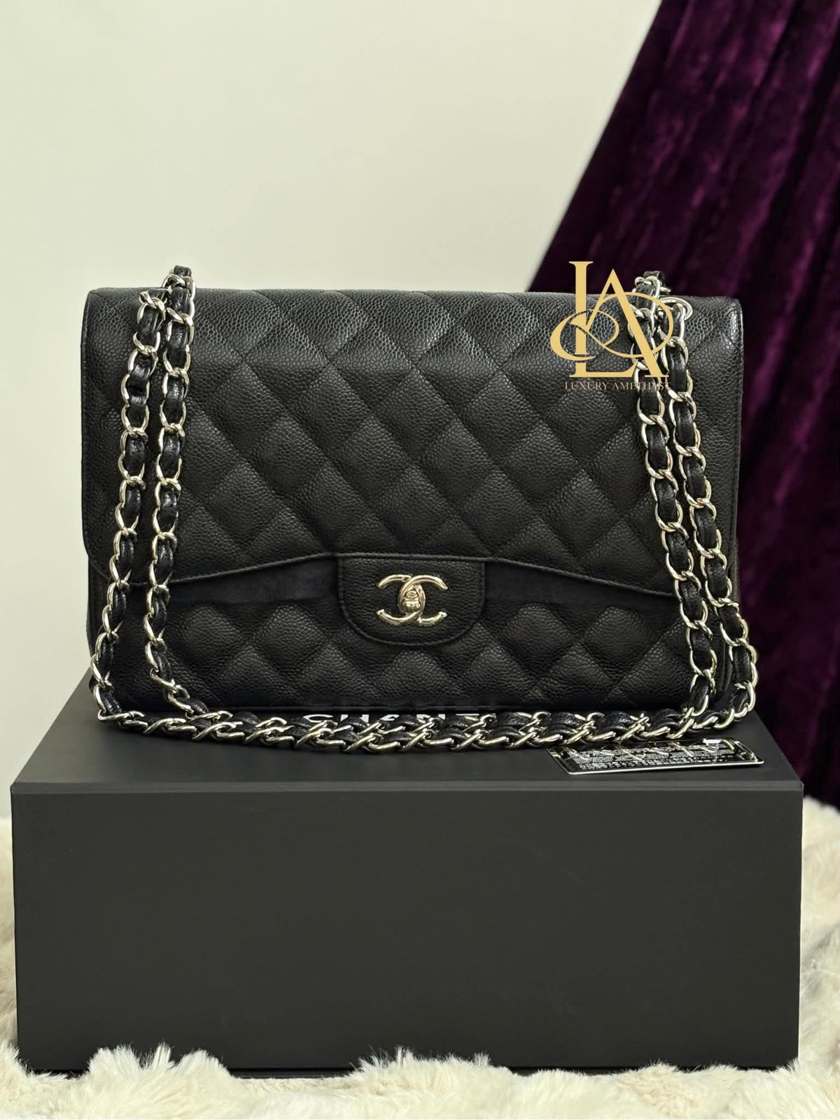 Chanel Jumbo Flap Black Caviar Shw Series 21624403