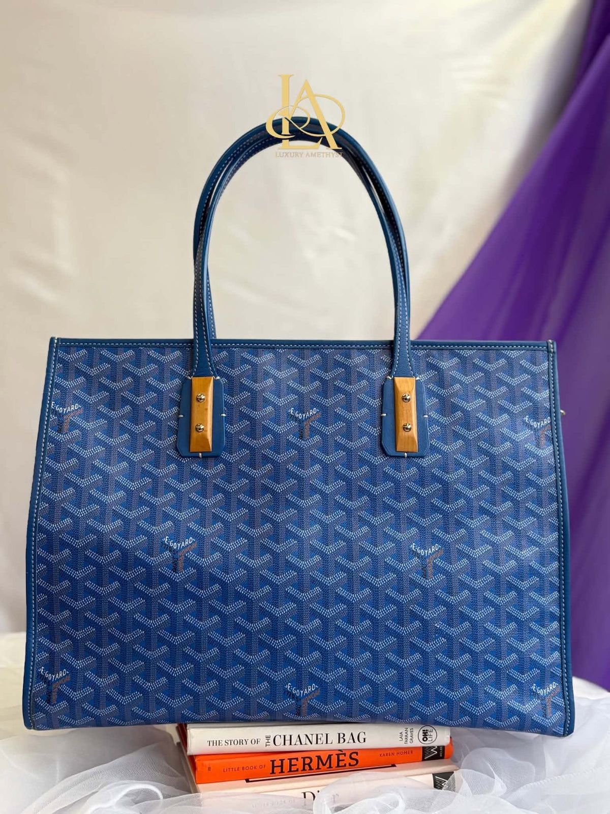 Goyard Goyardine Marquises Tote Sky Blue rank A