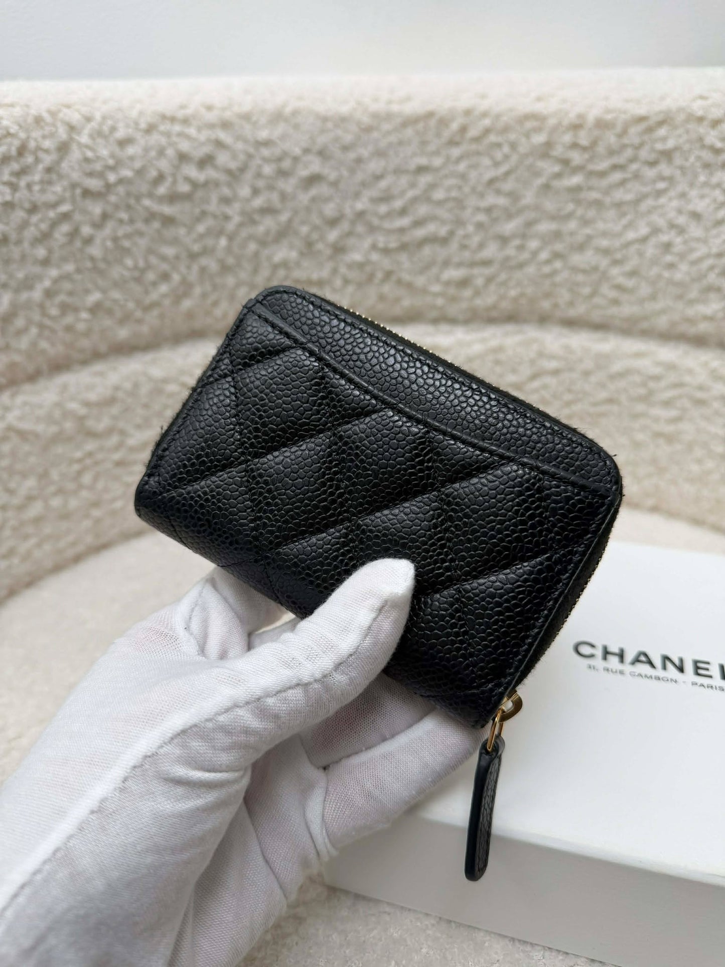 Chanel Card holder compact wallet black caviar ghw rank A 31488669
