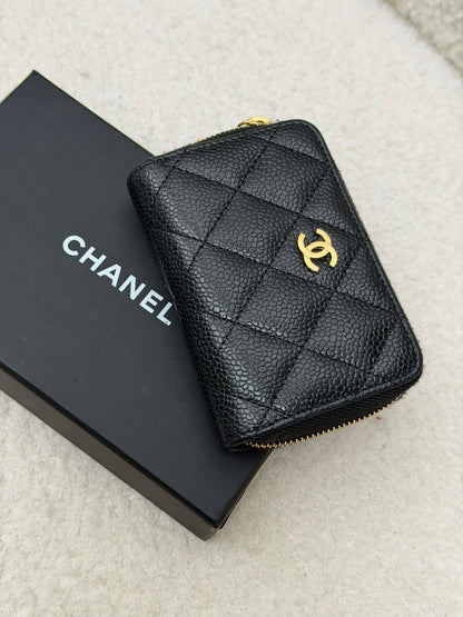 Chanel Card holder compact wallet black caviar ghw brand new K7P8EK79