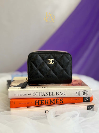 Chanel Card holder compact wallet black caviar ghw brand new K7P8EK79