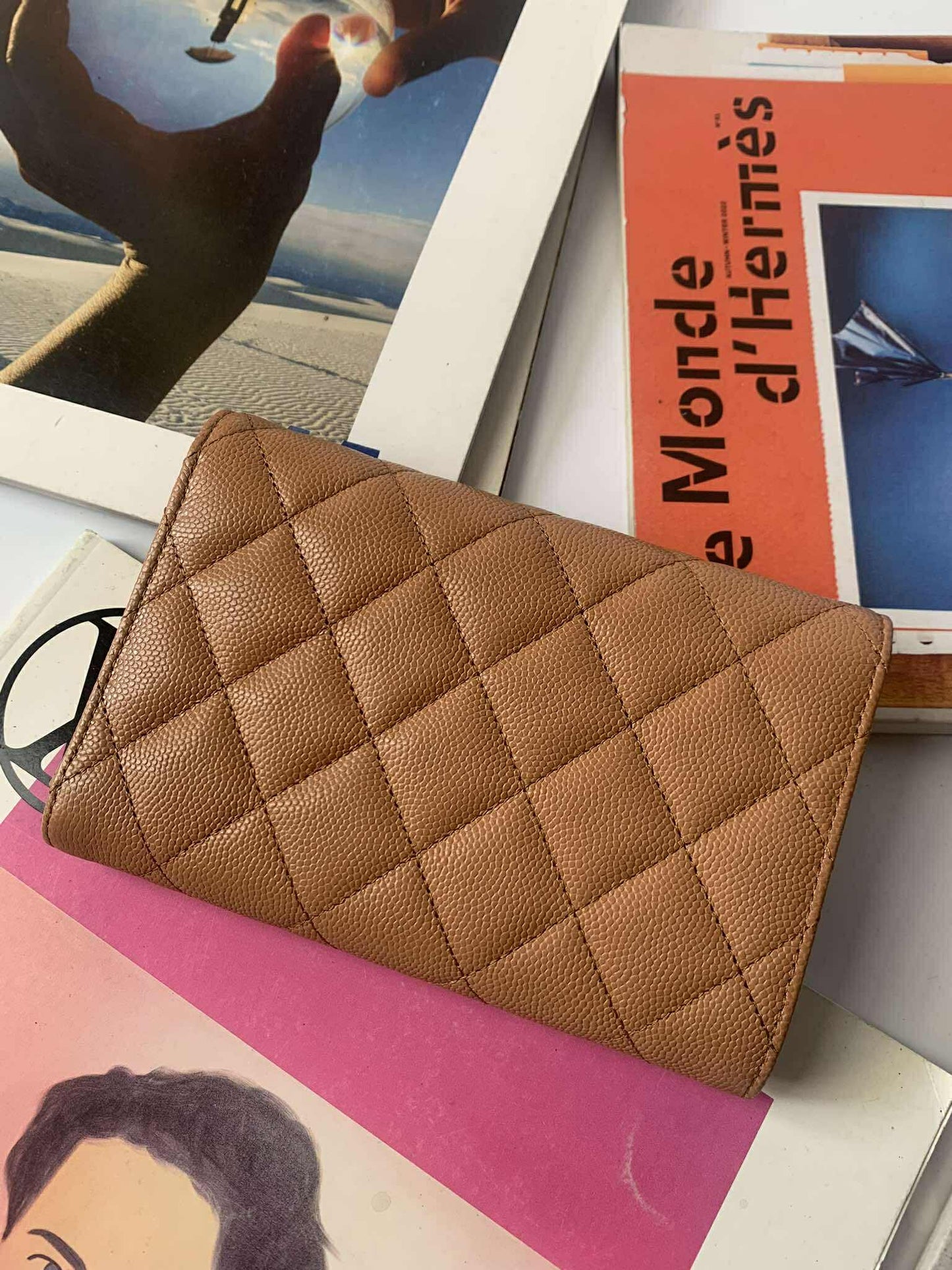 Chanel Passport holder dark beige GHW caviar GHW brand new