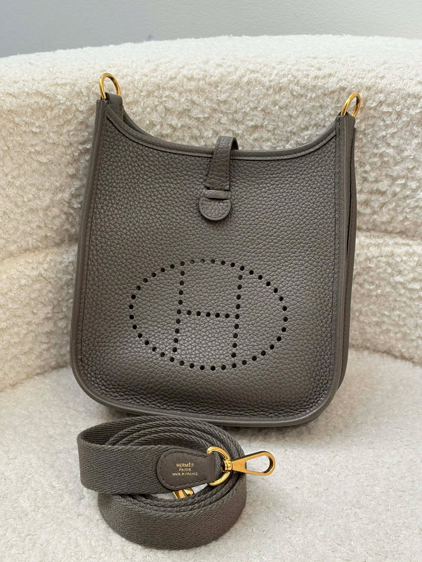 Hermes Tpm gray ghw strap stamp D DS 001 ZP Rank A