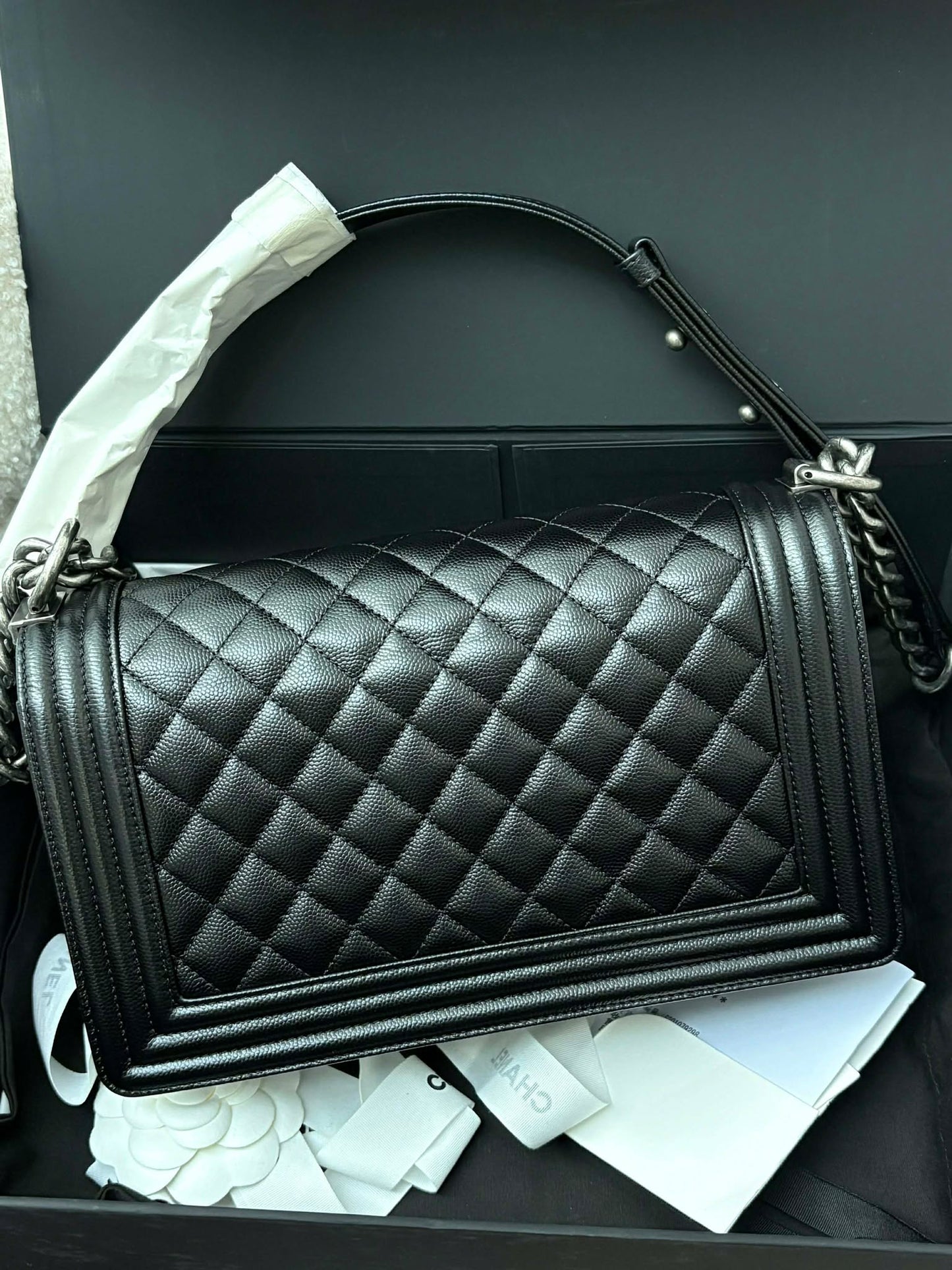 Chanel leboy old medium caviar rhw micro