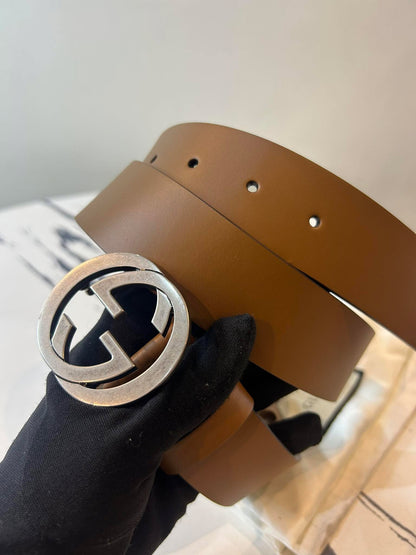 Gucci belt brown silver faded buckle size 90/36