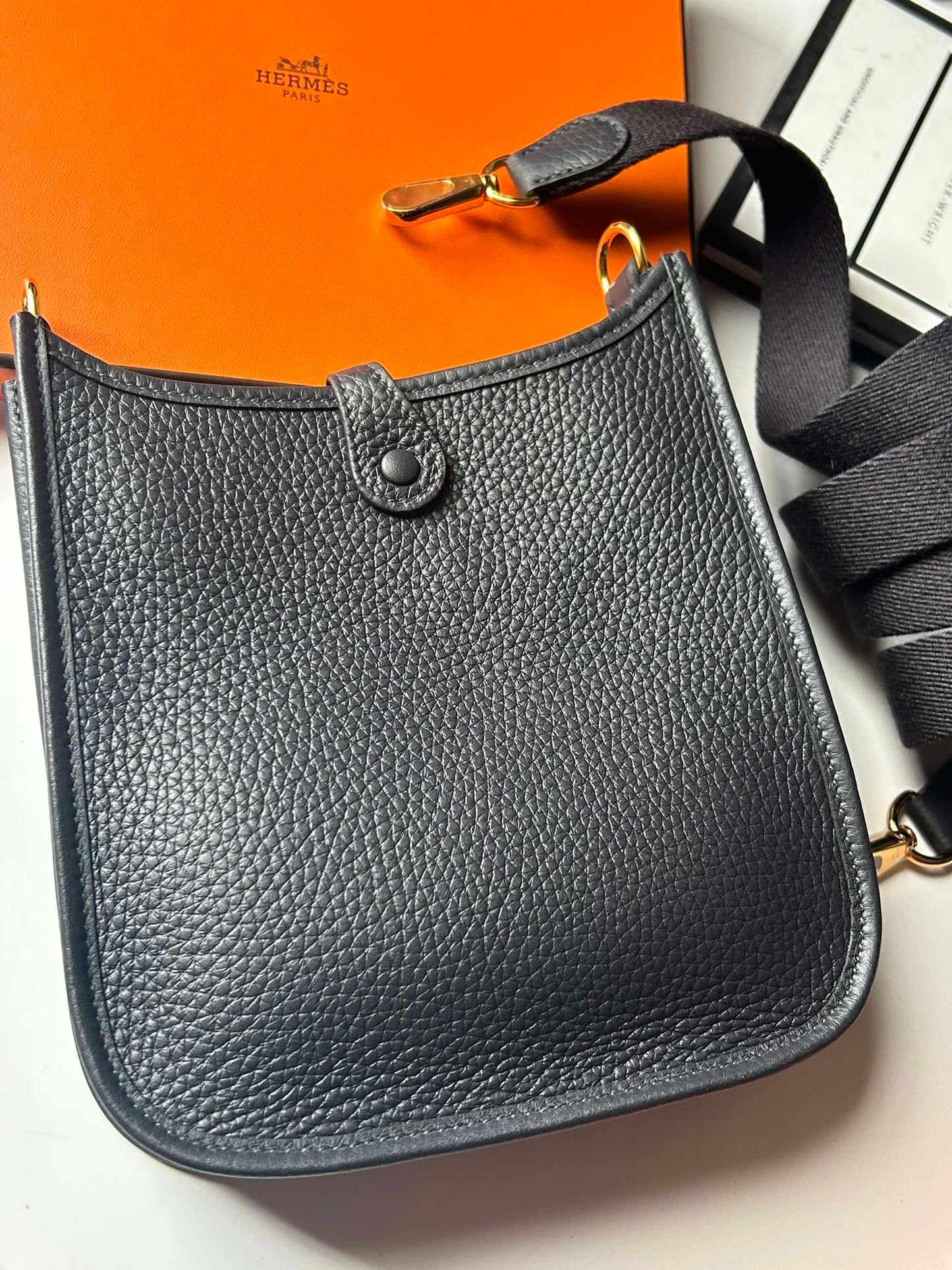 Hermes tpm deep blue ghw stamp W MN 001 BO Brandnew