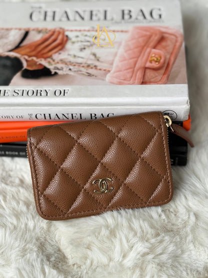 Chanel Compact Zippy Caramel ghw CPN14GP1 caviar