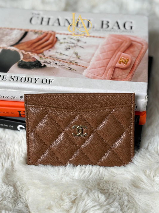 Chanel classic card holder ghw caramel XXCEXP8K