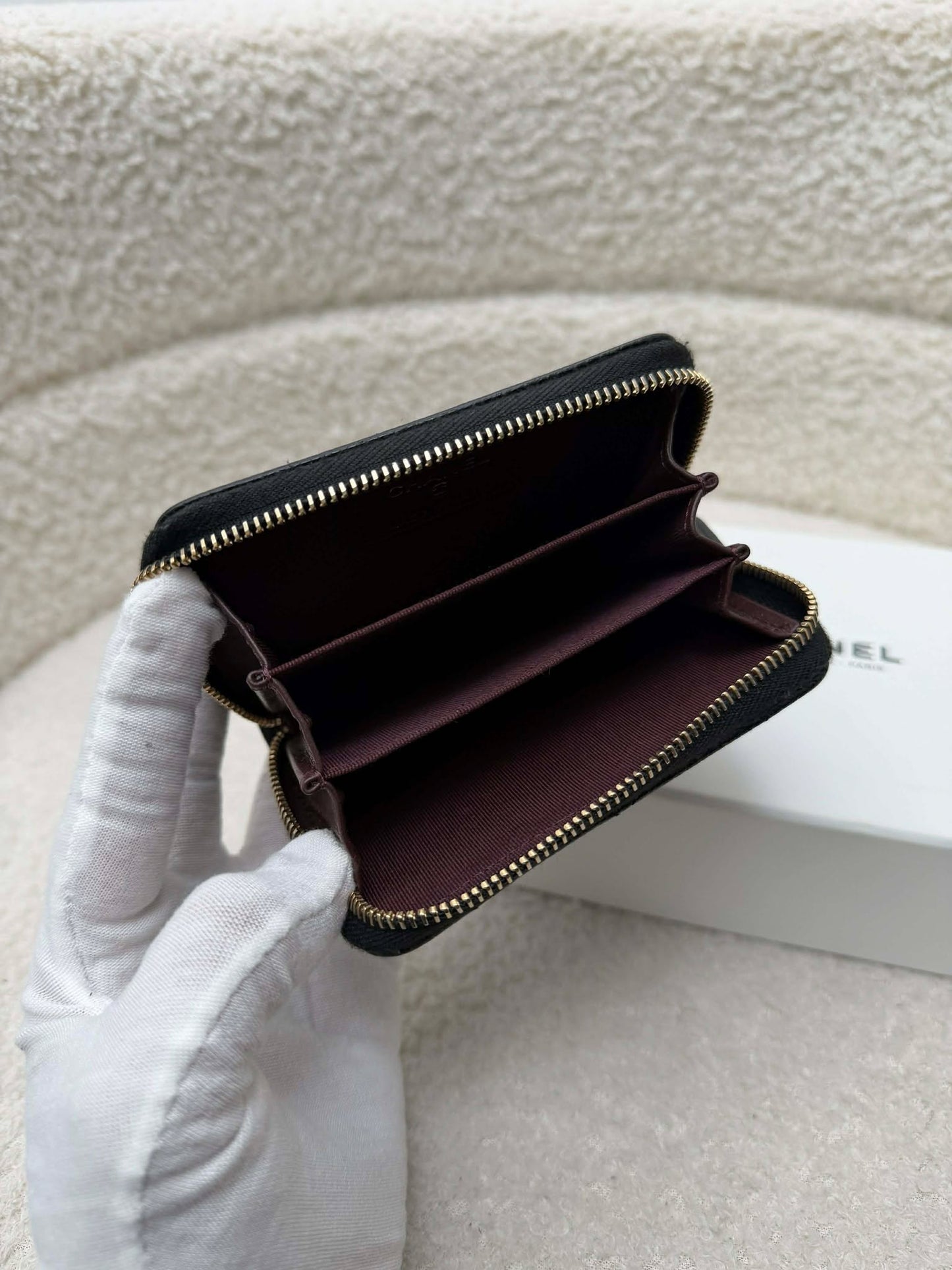 Chanel Card holder compact wallet black caviar ghw rank A 31488669