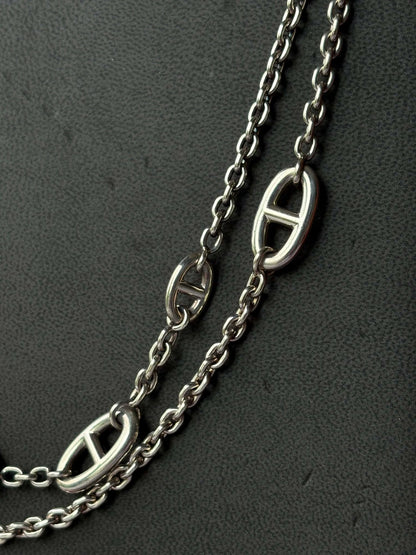 Hermes Farandole small model long necklace in silver