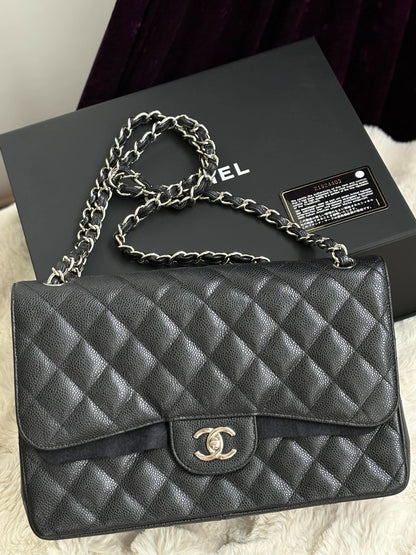 Chanel Jumbo Flap Black Caviar Shw Series 21624403