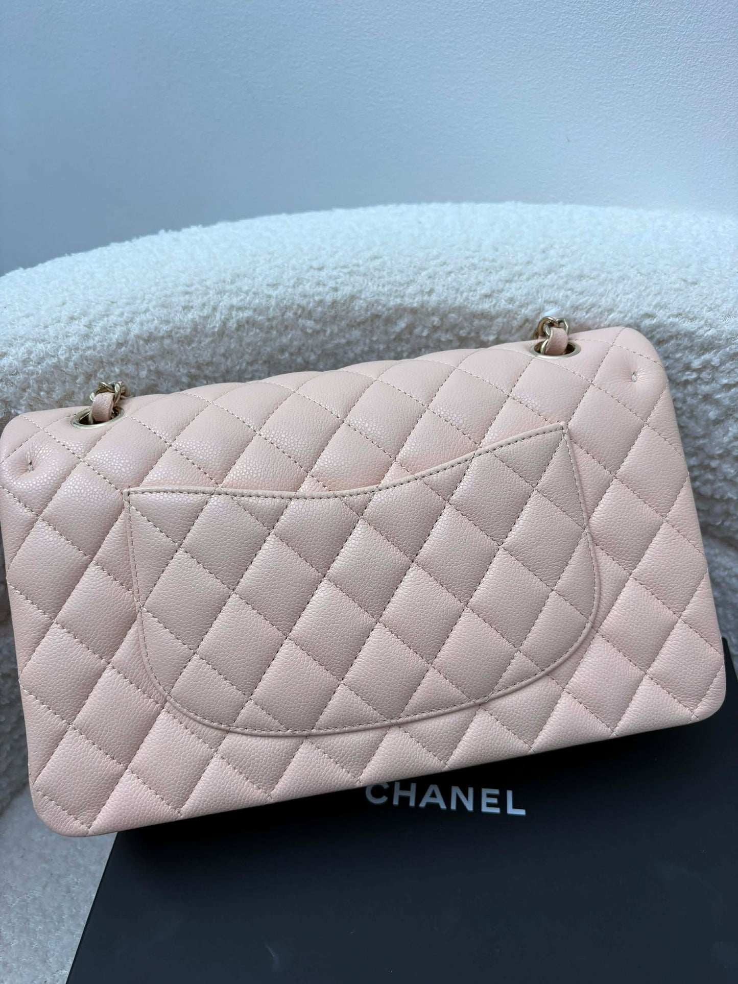 Chanel Double Flap Medium Beige Caviar
