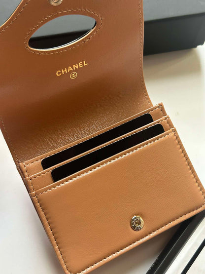 Chanel Mini Quilted wallet calf brown black compact H3AN30C4