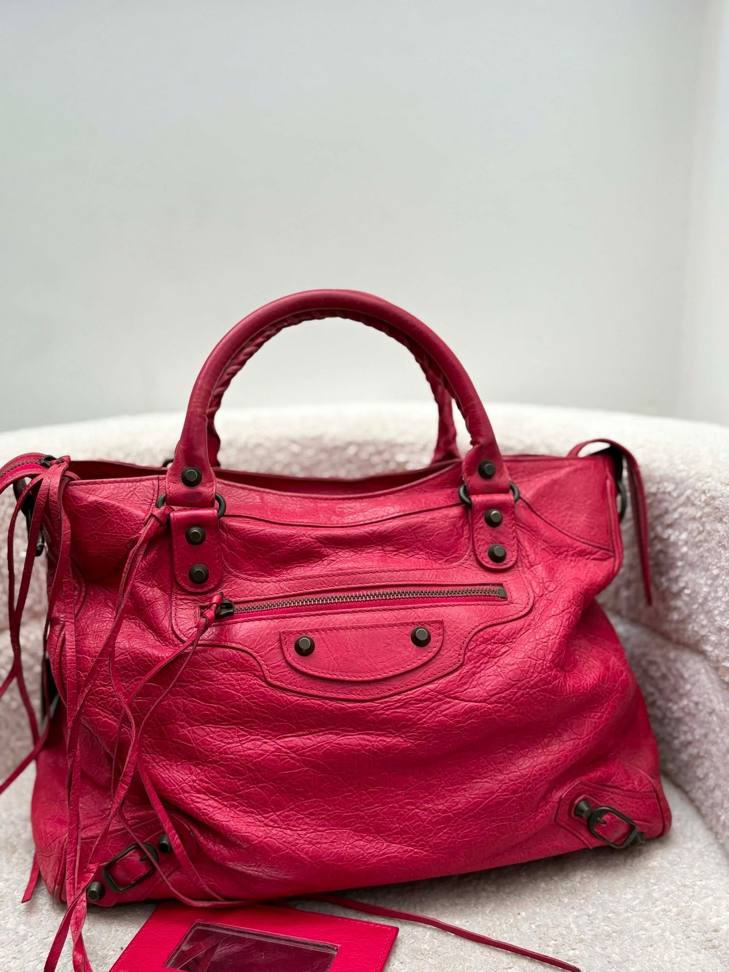 Balenciaga city red rhw with entrupy cert strap Rank A 8.5