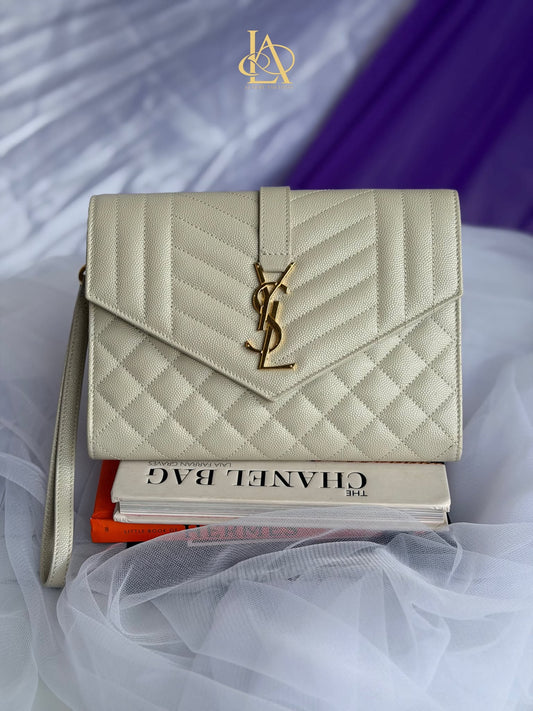 YSL white ghw clutch Brandnew