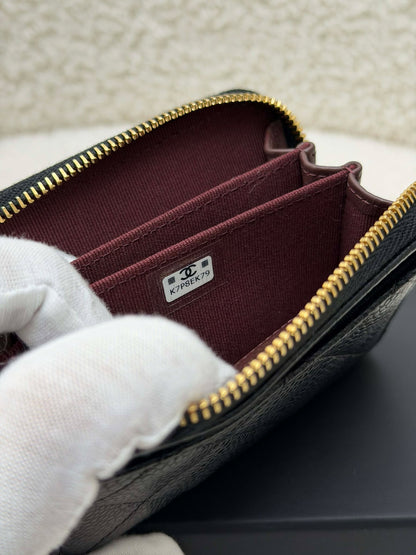 Chanel Card holder compact wallet black caviar ghw brand new K7P8EK79