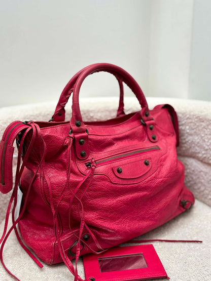 Balenciaga city red rhw with entrupy cert strap Rank A 8.5