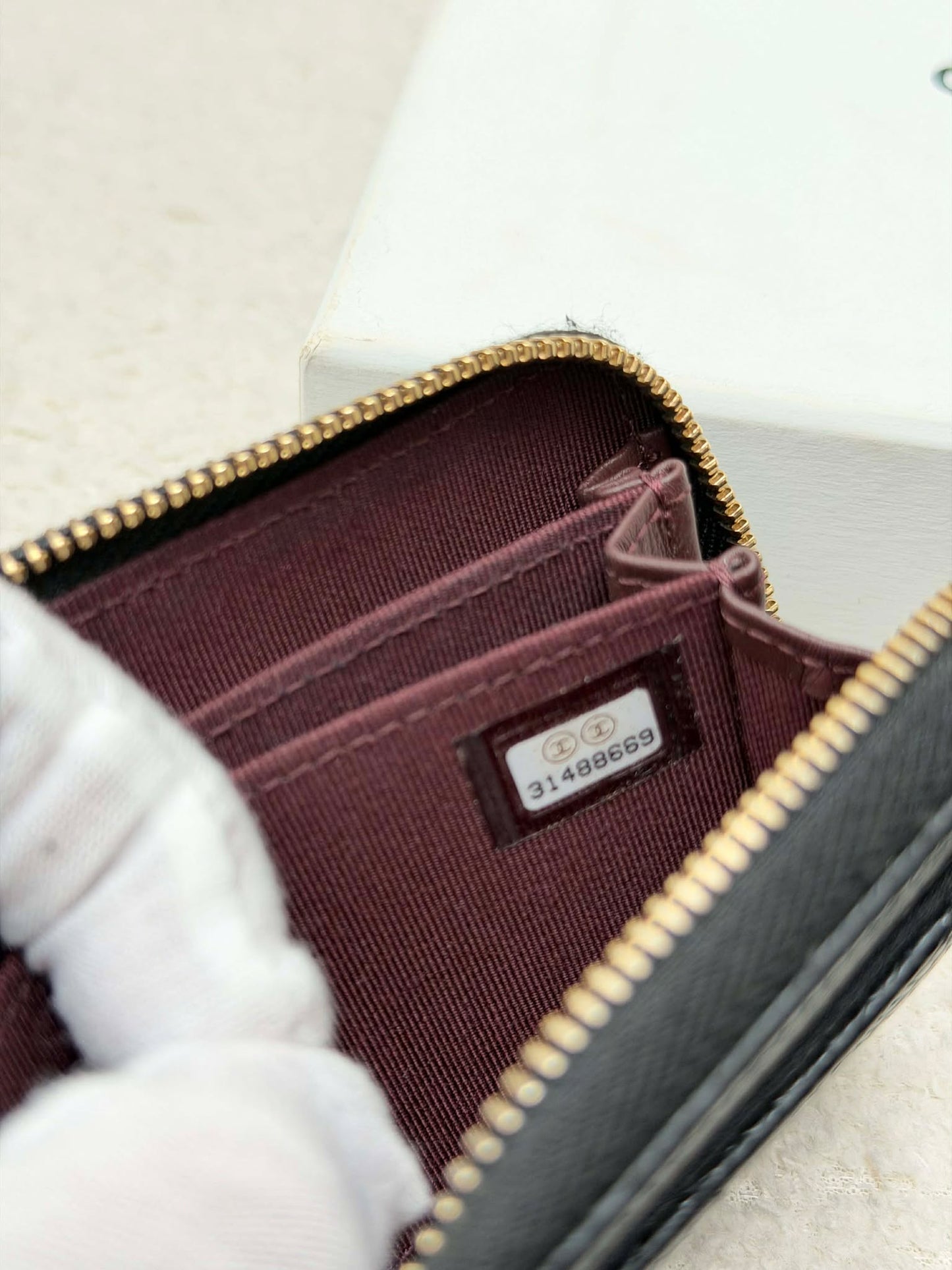 Chanel Card holder compact wallet black caviar ghw rank A 31488669