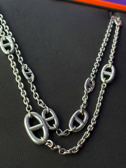 Hermes Farandole small model long necklace in silver