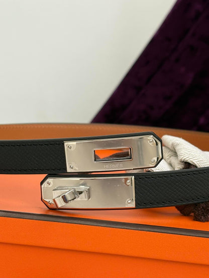 Hermes Kelly belt black phw stamp G CY 280 FB Brandnew